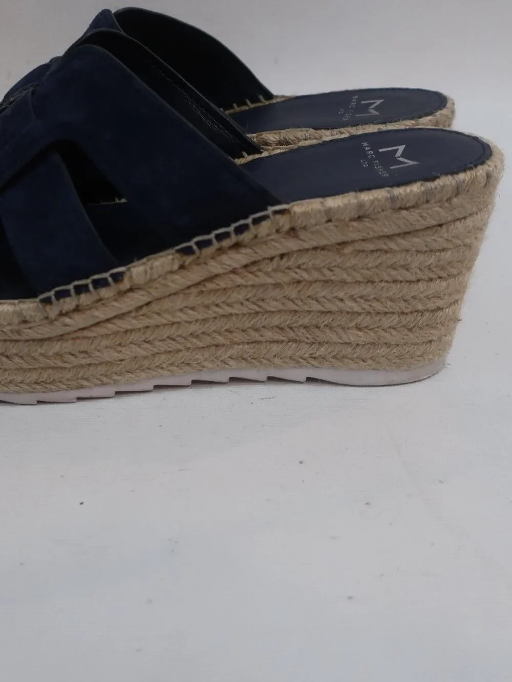 Womens Marc Fisher Robbyn Navy Suede Platform Wedge Strappy Espadrille Heels 8.5